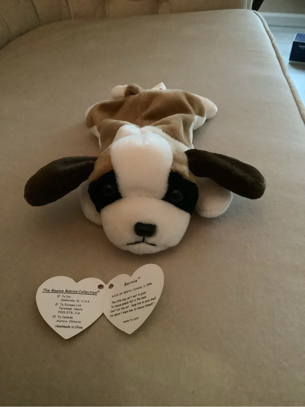 Ty Plush Puppy in Brown, White & Dark Brown